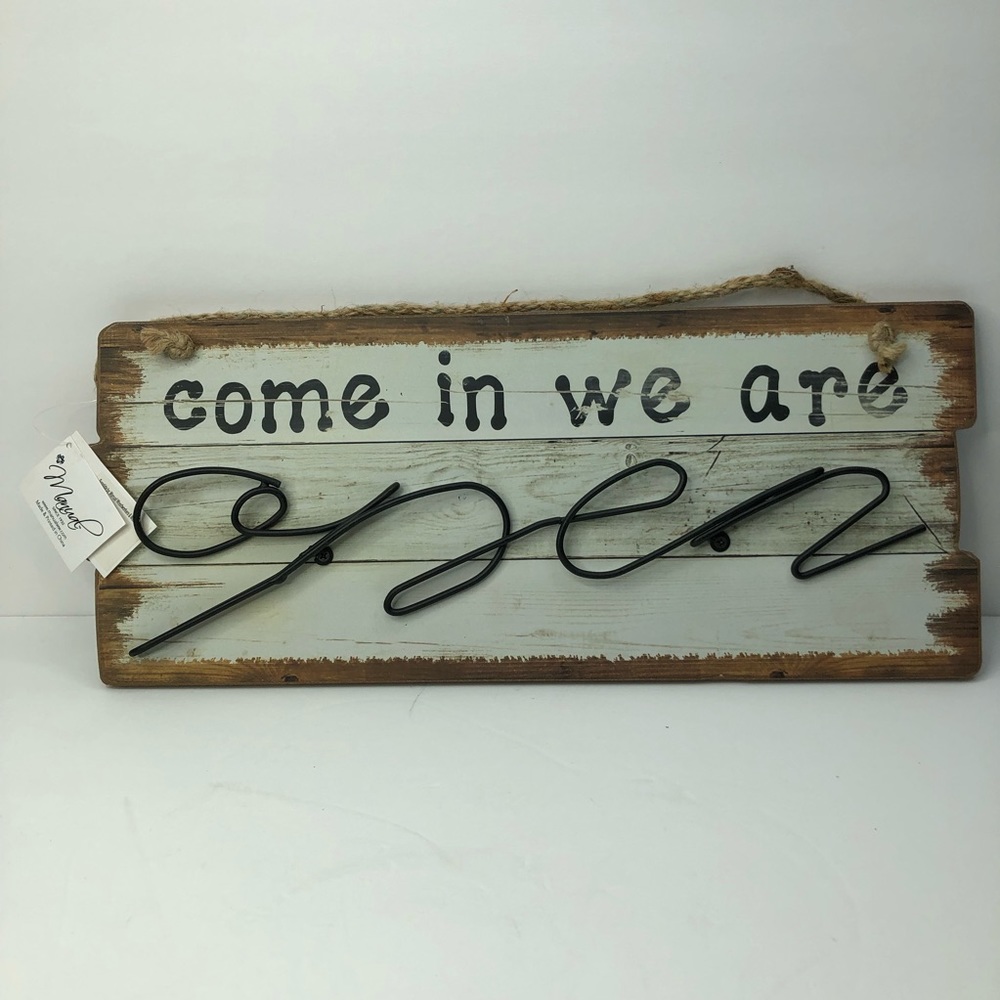 Open/Closed Wood and Wire Hanging Sign